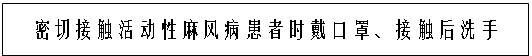 文本框: 密切接触活动性麻风病患者时戴口罩、接触后洗手